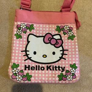 Hello Kitty Crossbody Purse canvas Tote Bag purse pink strawberries